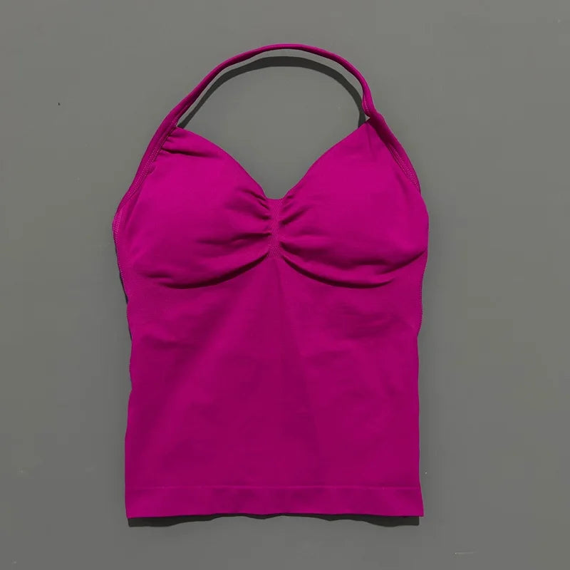 Histello Longline Strappy Top Women Sports Yoga Vest Fitness Tank Top/Gym Beautiful Open Back Bra Running Workout Halter