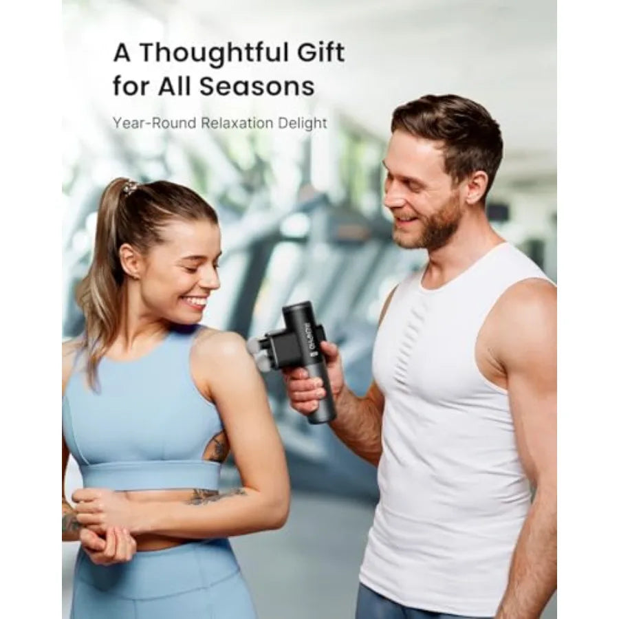 Mini Massage Gun with Double Heads Deep Tissue Percussion Massager/for Travel Use Silicone Casings 3 Modes