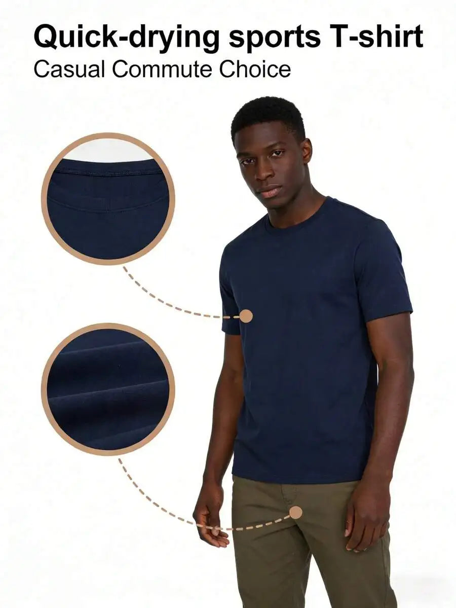 RELOUST 8PCS Workout Shirts For Men Athletic Running Gym T-Shirt/Quick-Drying Cooling Breathable Performance Top Moisture