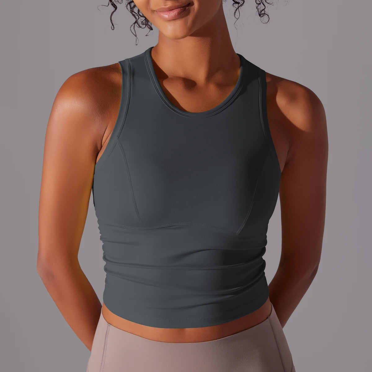 Sleeveless Yoga Vest Slim Sportswear  Stretchy Slim Sports Bra/Breathable Pleated Tank Top Quick Dry Fitness Wear Sexy Slim Top