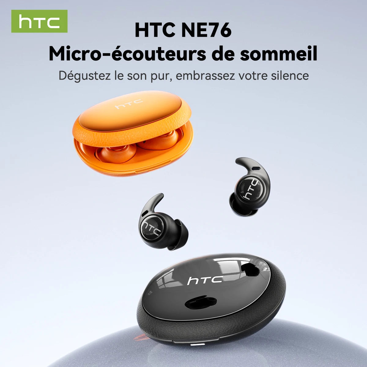 HTC NE76 OWS wireless earbuds with intelligent AI translation/50-hour battery life, low latency for music, the desk, sleep, and sport