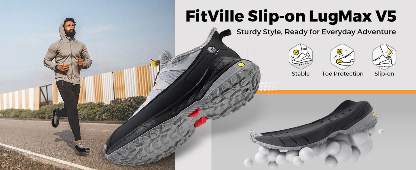 Fittington Slip-on Shoes Wide Sneakers For Men Soft Men's Running Shoe/Slip Resistant Hiking Walking Shoes With Arch Support