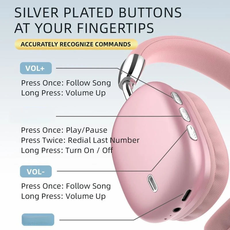 Wireless Bluetooth Headphones High-Resolution Audio Foldable/Lightweight Deep Bass Long-Lasting Earphones