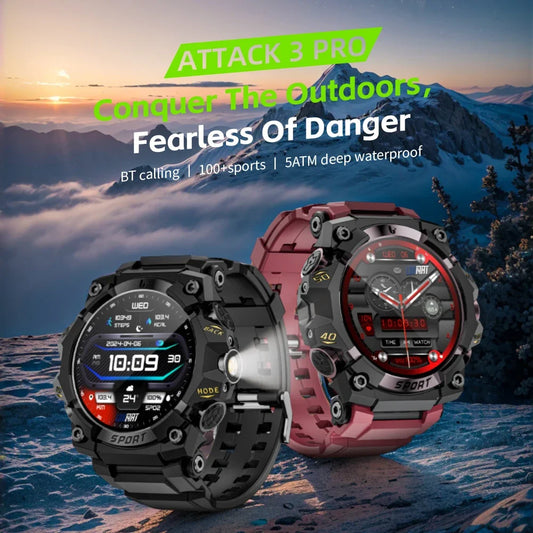 LOKMAT New Rugged Smart Watch Bluetooth Calls Wristband/Fitness Tracker Flashlight Message Push Heart Rate Monitor for Phone