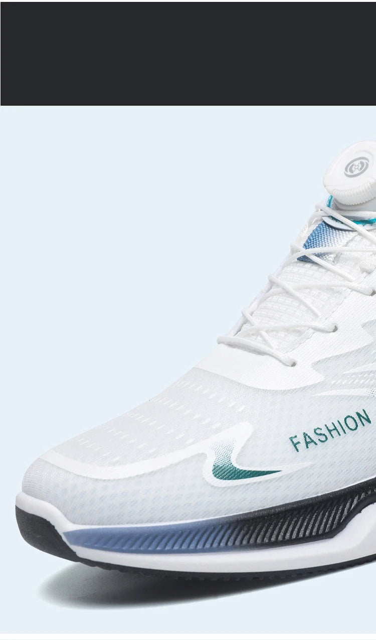 Oulylan Men's Running Sports Shoes Casual Fashion Popular Mesh/Rotating Buttons Breathable Hollow Sneakers Men