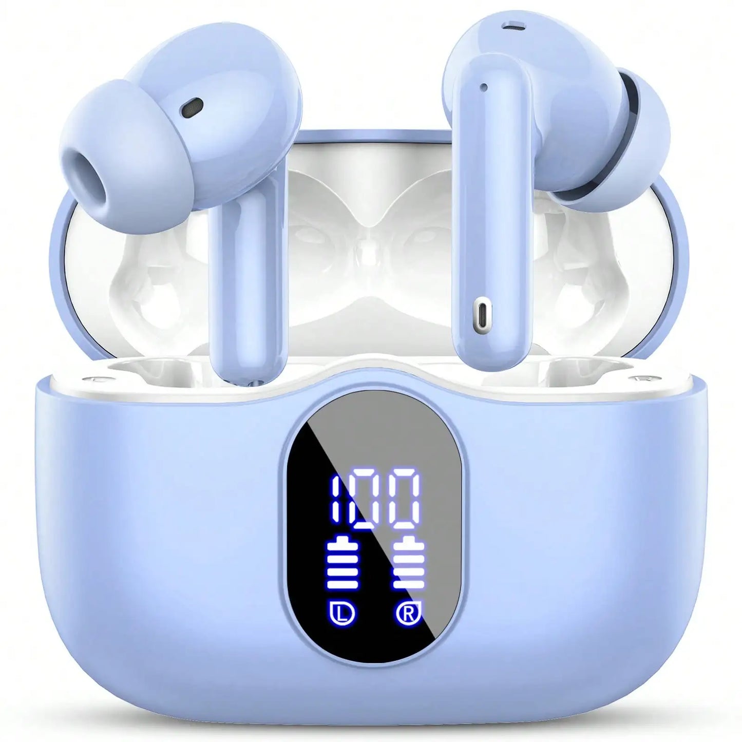 Ordtop Wireless Earbuds Bluetooth Headphones 48H Playtime Ear Buds/With LED Power Display, IPX7 Waterproof Bluetooth 5.4 Earphones