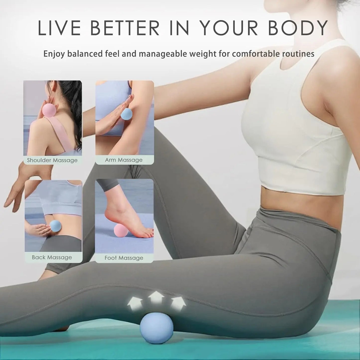 Silicone Lacrosse Balls for Yoga, Myofascial Release Deep Tissue Massage/Trigger Point Therapy Set of 3 with Mesh Bag