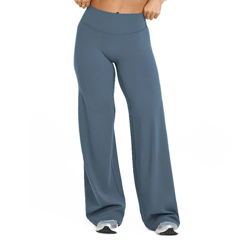 NCLAGEN Soft Motion Straight Leg Bottoms Women's Mid-Waist Yoga Pants/GYM Leggings Naked Feel Pilates Running Sports Trousers