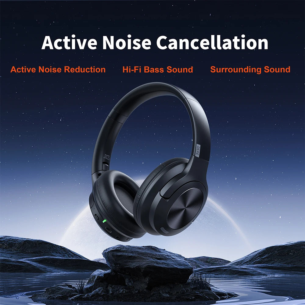 Wireless headphones QERE E80 Earphone Bluetooth/5.3 ANC Noise Cancellation Hi-Res Audio Over the Ear Headphones