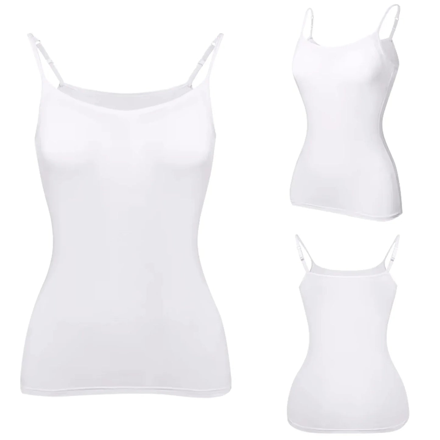 New Padded Bra Tank Top Women Modal Spaghetti Solid Cami Top Vest/Female Adjustable Camisole With Built In Bra Fitness Clothing