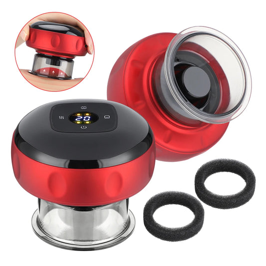 Intelligent Vacuum Cupping Massager 12 Gear Heating Body Gua/Sha Back Neck Arm Cupping Massager LCD Display USB Charging
