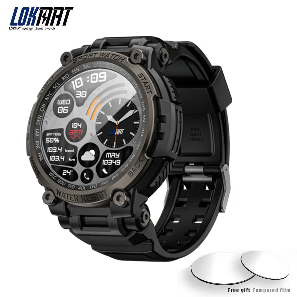 LOKMAT New ATTACK MAX Sport Rugged Smart Watch BT Calls Waterproof/Military Smartwatches Heart Rate Monitor Fitness Tracker