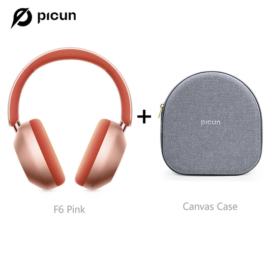 Picun F6 Active Noise Cancelling Bluetooth Headset Hi-Res ANC Head Tracking/3D Audio Wireless Headphones APP Control Low Latency