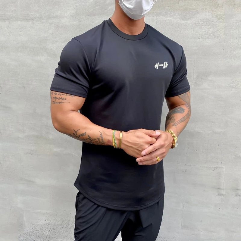 Summer Cotton t Shirt Men Short Sleeve Fitness Gym t-Shirts/Training Sport Tee Shirts Fashion Casual Tops Man Clothing