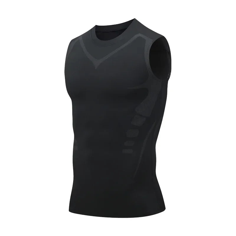New Fashion Trends Summer Men Shapewear Ionic Shaping Vest Sleeveless Shirt Tight Compression Shirts Tank Top Breathable Ice Silk Vest