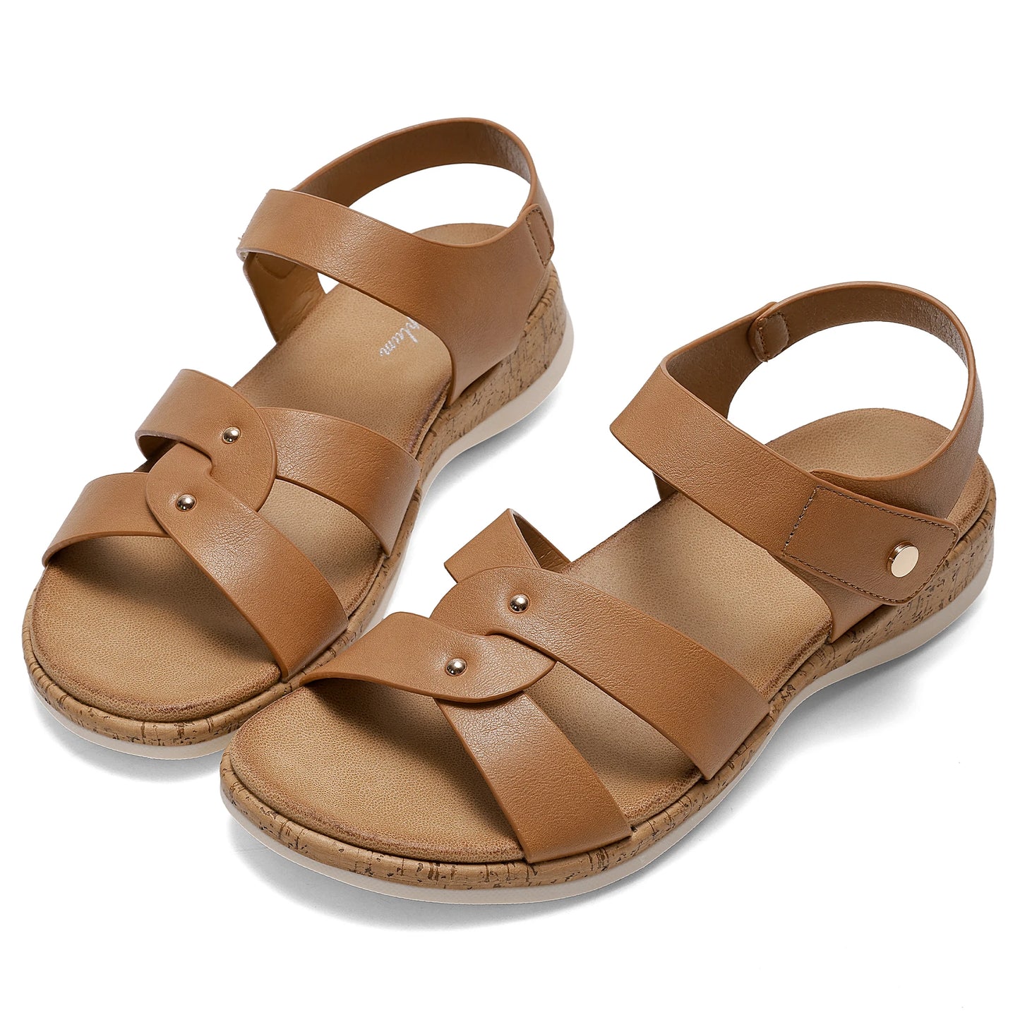 Women Open Toe Flat Sandals Arch Support Adjustable/Comfort Summer Beach Casual Walking Shoes