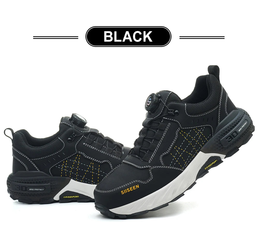 NEW Work Safety Shoes for Men Steel Toe Cap 4.0 KEVLAR Rotating Button/Work Sneakers Anti-smash Puncture-Proof Shoes Work Boots