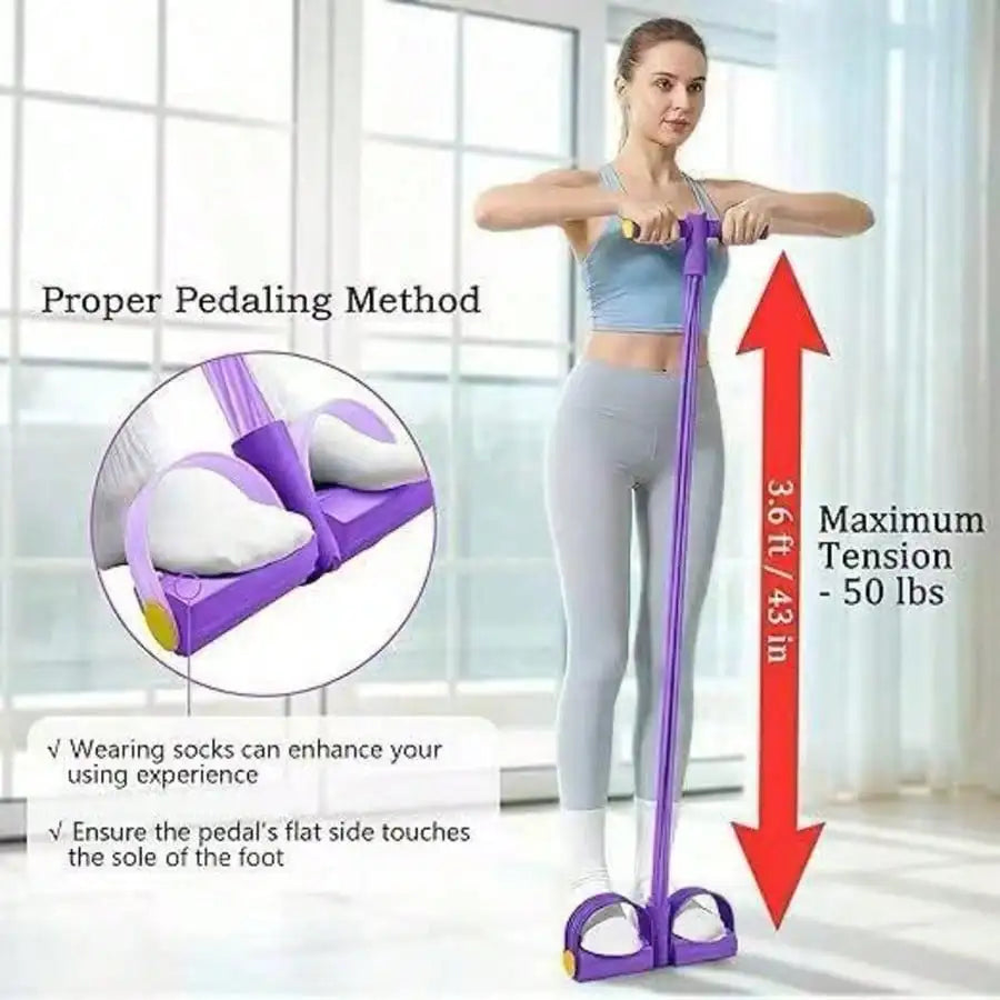 4 Tubes Pedal Resistance Bands Heavy Duty Leg Hip Booty Trainer/Portable Home Gym Pilates Fitness Equipment For Women