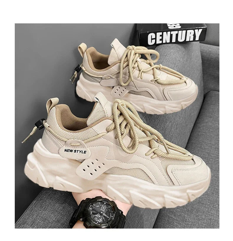 Men's Thick Sole Sport Shoes Simple Fashionable Casual Sneaker/High Quality Rubber Plastic Male Athletic Shoes Chunky Sneakers