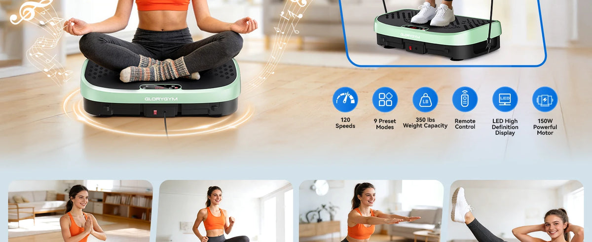 Vibration Plate Fat Burning Machine 120 Levels 330lbs Quiet Operation/Whole Body Workout Platform for Home Gym Balance Training
