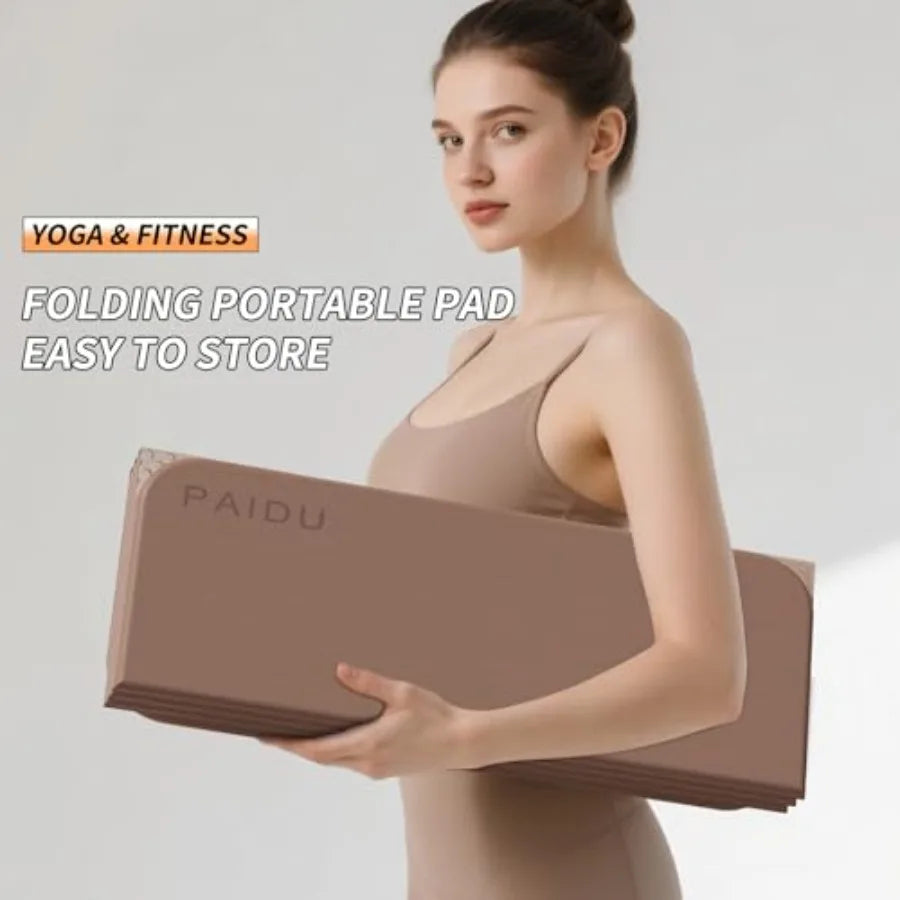 Foldable Fitness Yoga Mat 2/5" 10MM Extra Thick SGS Certified/Non-Slip TPE 75x26" Extra Long-Wide Portable and Easy Store