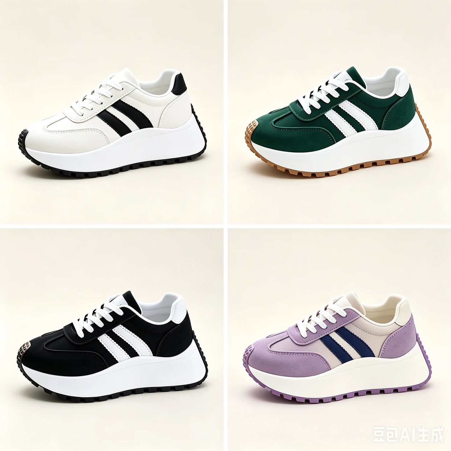 Women's Lace Up Platform Casual Sneakers Soft Synthetic Leather/Upper Non-Slip Rubber Sole Retro Walking Shoes