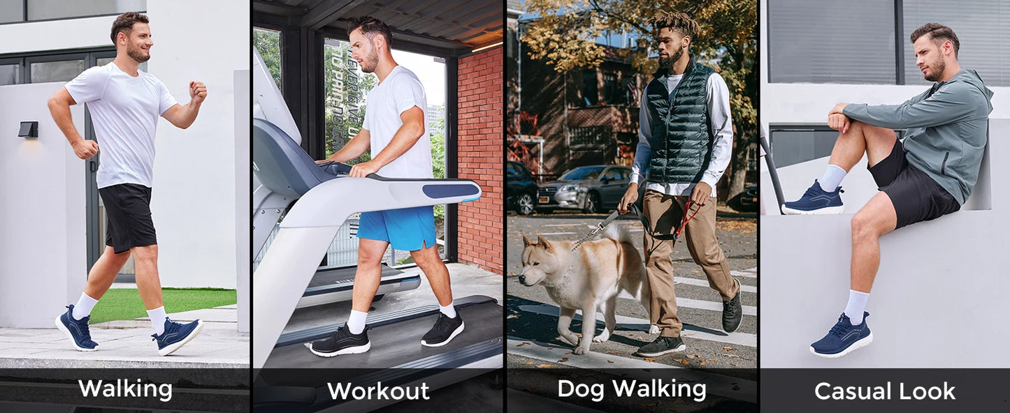 Fitttington Men's Extra Wide Walking Shoes Lightweight Athletic Sneakers/Workout Slip-on Wide Width Shoes For Flat Feet