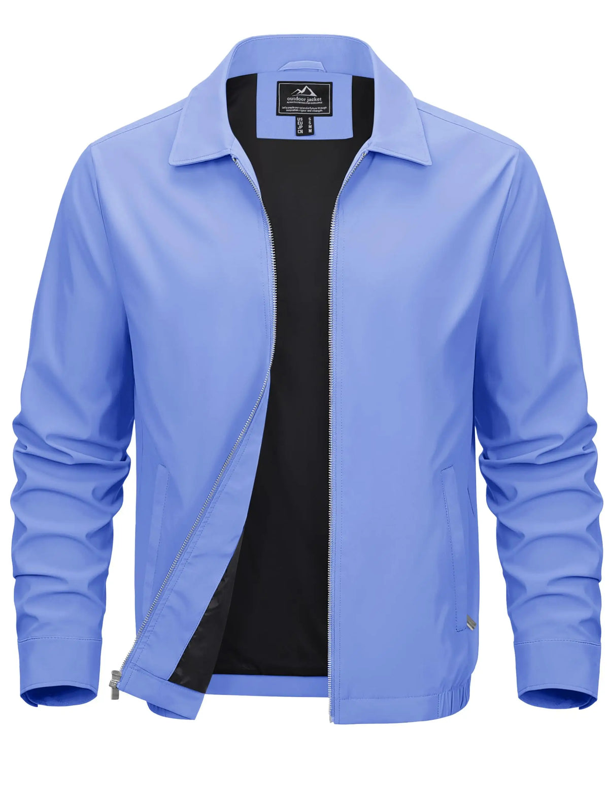 Men's Lightweight Windbreaker Jacket Full Zip Casual Jacket/Water-Repellent Coat with Zip Pockets Golf Work Outdoor