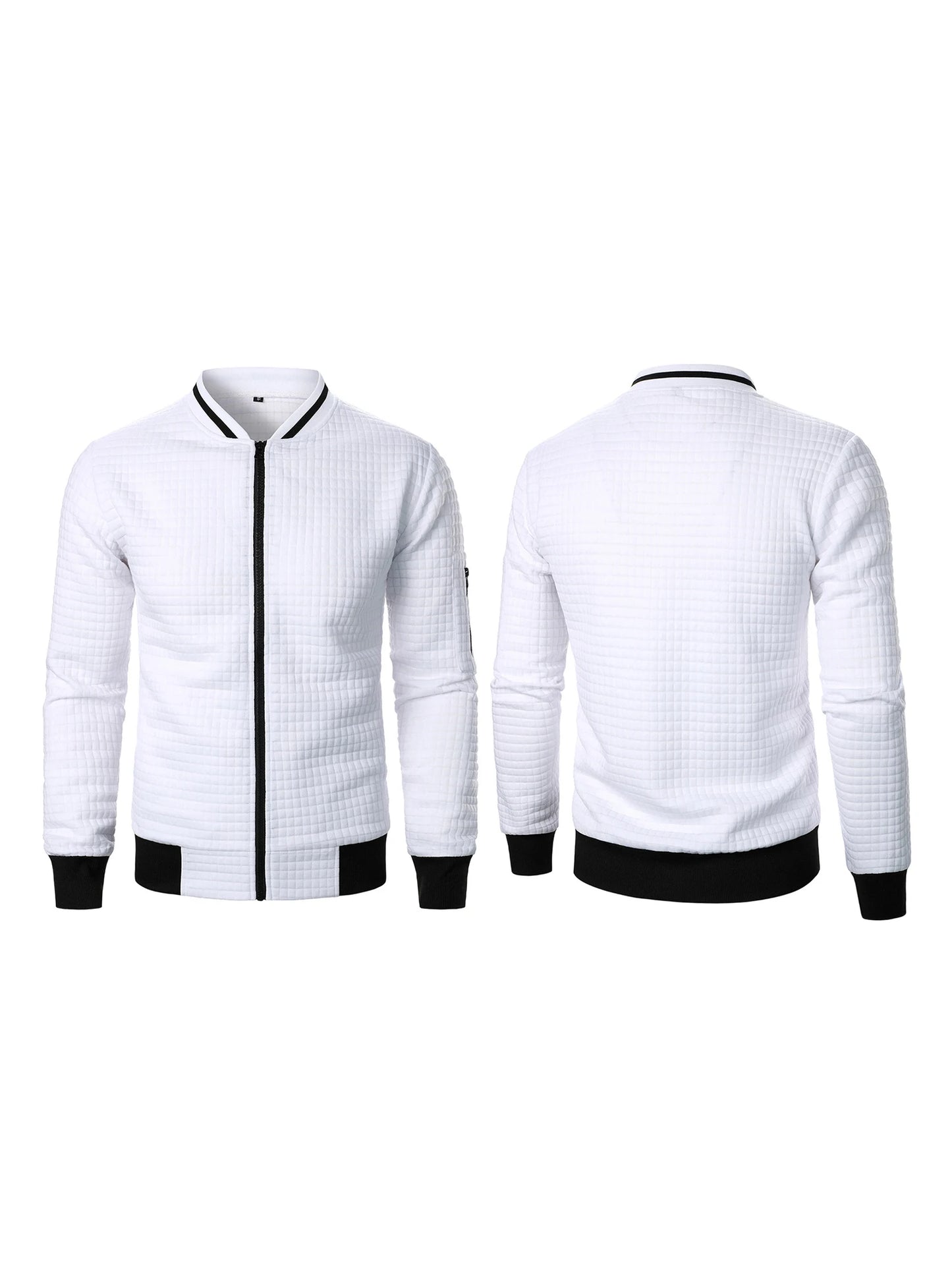 Men s Casual  Fit Zipper Up Lightweight Stand Collar Jacket/Spring Fall Coat with Contrast Color Detail