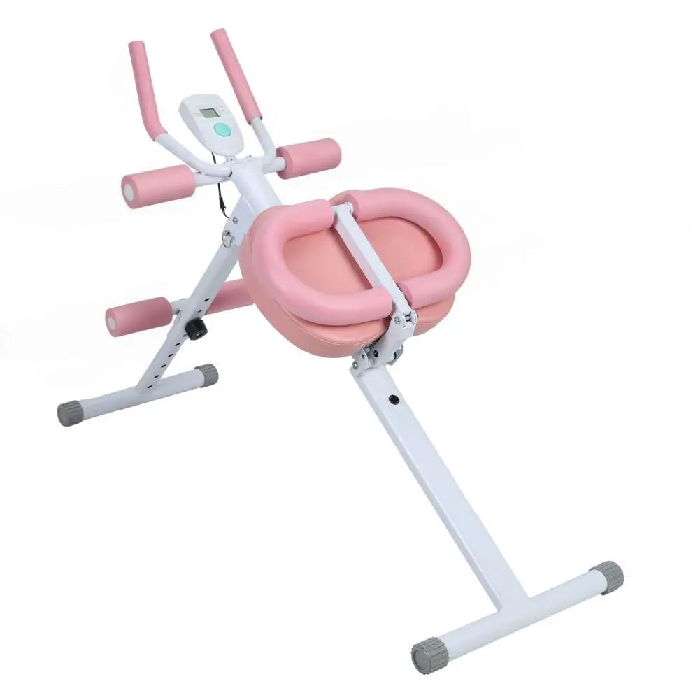 Height Adjustments Abdominal Trainer Ab Machine with LCD Display Screen/Foam Handle Full Body Workout Abdominal Exercise Machine