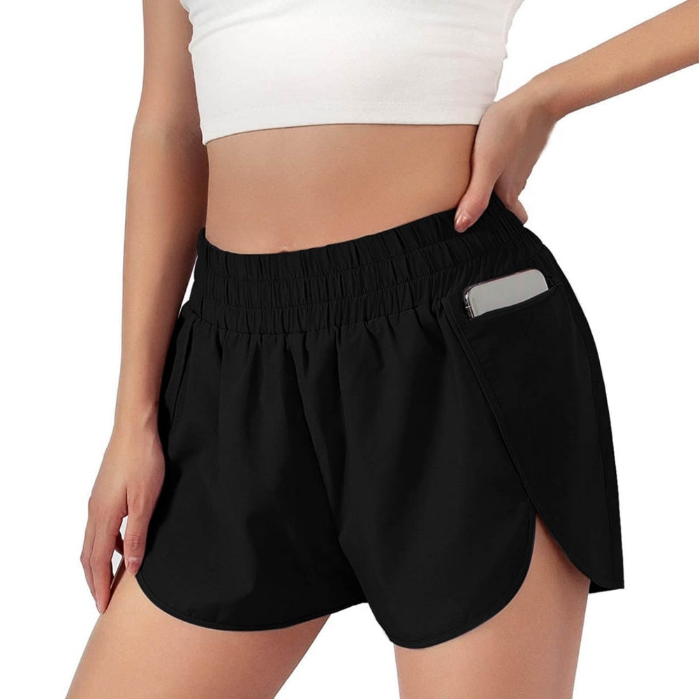 Fitness Workout Women Yoga Shorts/Quick-dry High Waist Elastic Loose