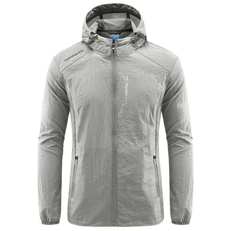 Men's UPF 50+ UV Protection Windbreaker Quick Dry Jacket/Outdoor Sun-Protective Thin Hiking Fishing Cycling Hooded Sport Light