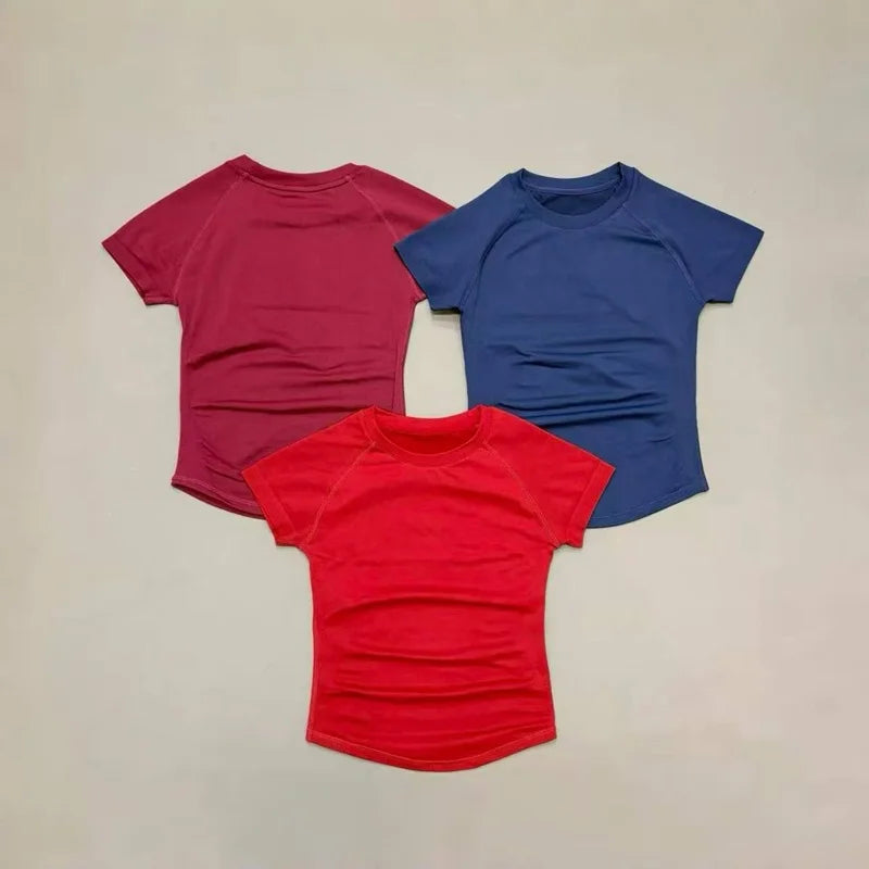 Women Sports T-Shirt Round Neck Short Sleeve Breathable Stretchy Tops/Gym Fitness Yoga Running Workout Casual Athletic Shirts