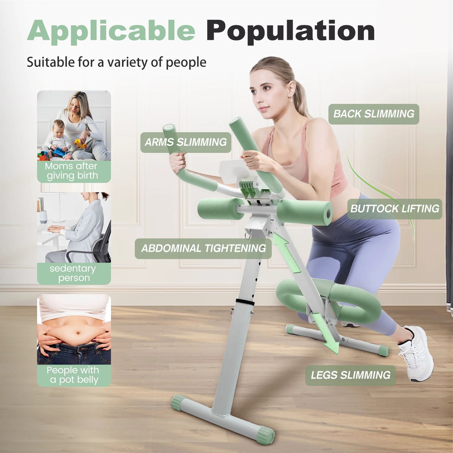 Ab Workout Machine Abdominal Adjustable Folding Crunch/Trainer Core Machine Full Body  Equipment for Home Gym