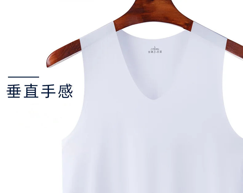 Undershirts Men's Underwear Summer Vest Men Traceless Ice Silk/Tank Top Slim Fit Sports Fitness Sleeveless Breathable Singlet