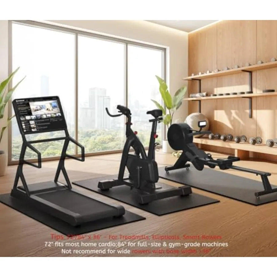 Treadmill Mat, 7'x3', 6mm Thick Exercise Equipment Gym Mat/for Hardwood Floor Carpet Compatible with Peloton Bike