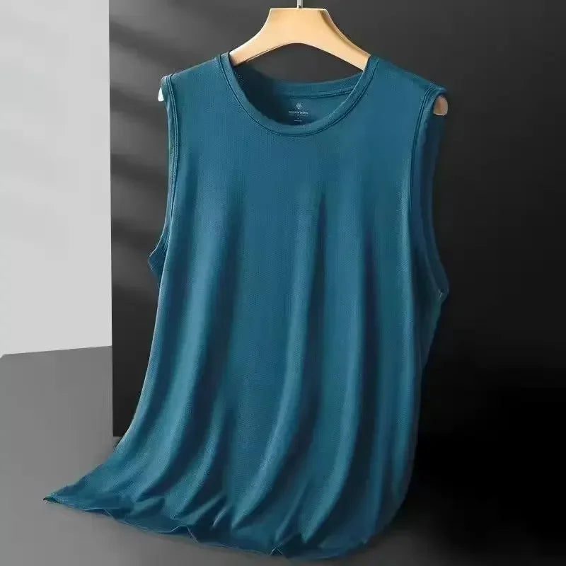 Men's Ice Silk Mesh Vest Lightweight Sports Summer Wear/Sleeveless T-shirt Tank Top Casual Fashion Outerwear
