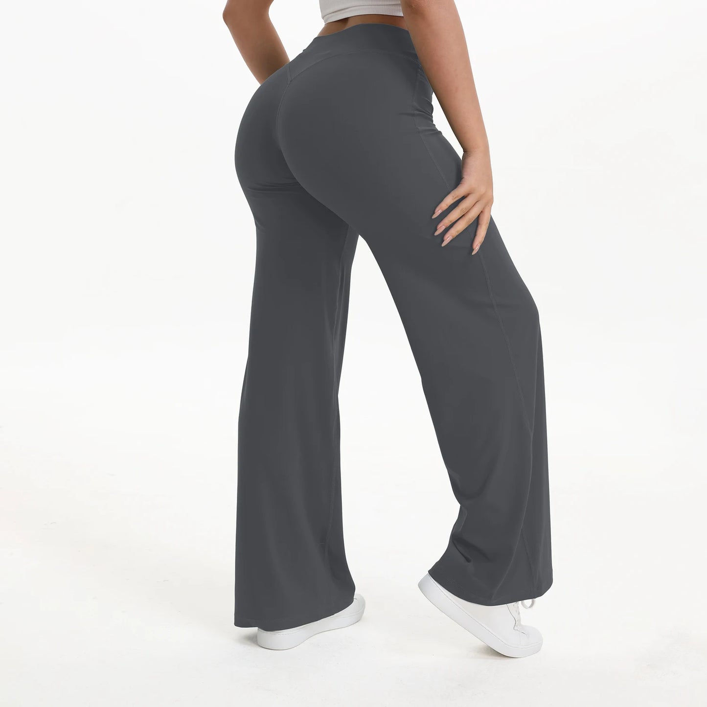 NCLAGEN Soft Motion Straight Leg Bottoms Women's Mid-Waist Yoga Pants/GYM Leggings Naked Feel Pilates Running Sports Trousers