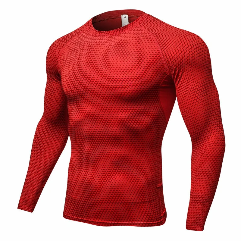 Men's Fitness Running Training Long-Sleeved Shirts Tight Elastic/Quick-Drying Clothes Gym T-Shirt Workout Athletic Undershirts