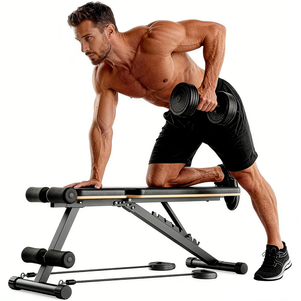 Foldable Dumbbell Bench Multifunctional Full Body Workout Home Gym/Adjustable Weight Bench with 660 lbs Capacity for Chest Shoulder