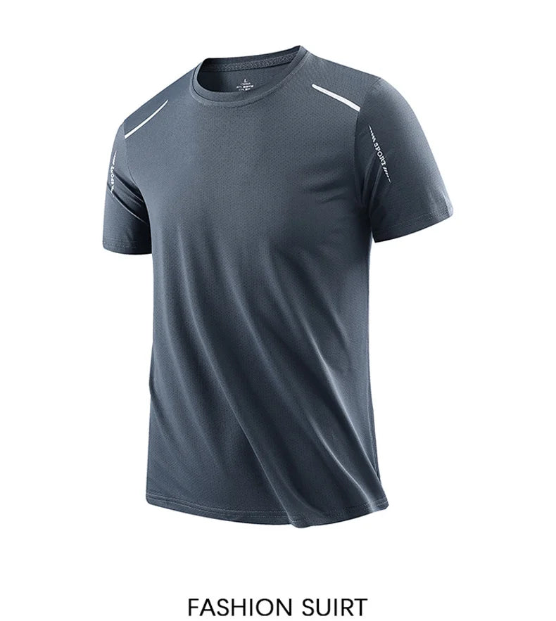 CHRLCK Men's Running Quick Drying T-shirts Breathable Hiking/Fishing Tees Soft Elasticity Outdoor Sports Short Shirt Summer