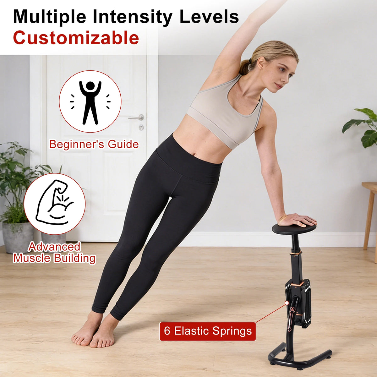Squat Machine for Home Gym Adjustable Glute Leg Core Strengthener/Assisted Squat Trainer with Variable Resistance Intensity