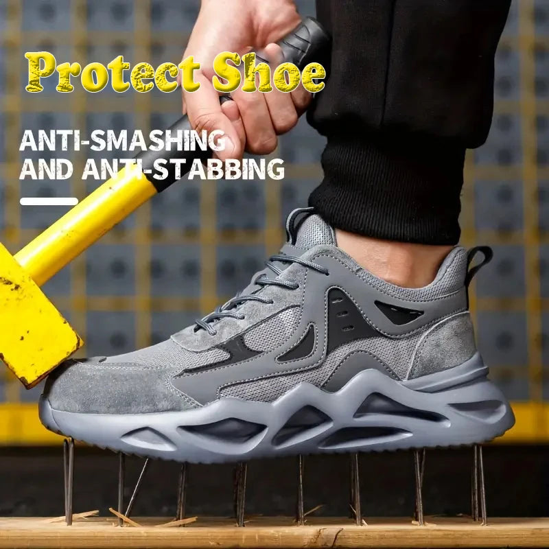 Men's Comfortable Soft-Soled Smash/and Puncture Resistant Work Shoes