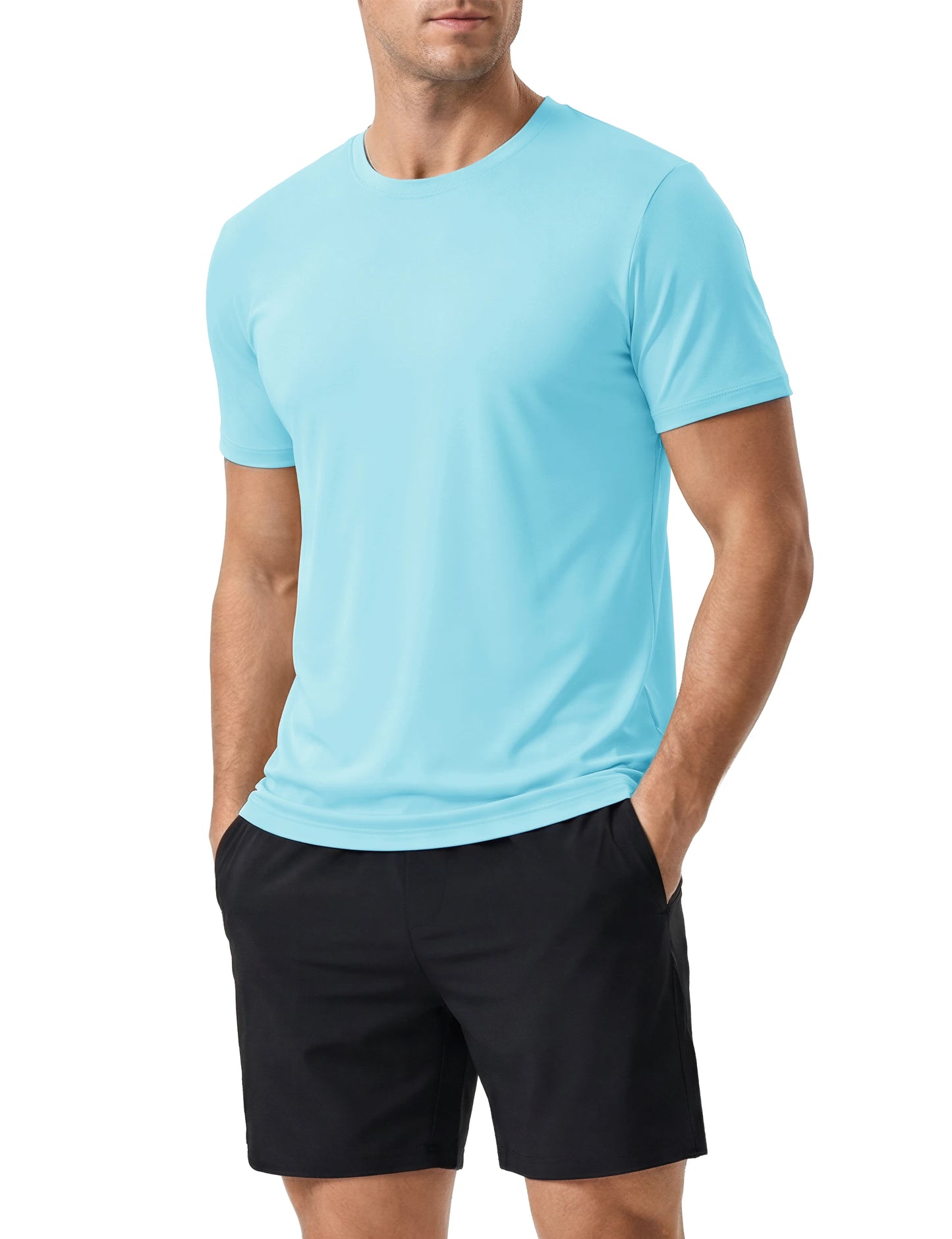 Men's UPF 50+ Shirt Sun Protection SPF UV Moisture Wicking/Lightweight Quick Dry Swim Rash Guard Short Sleeve Athletic Running