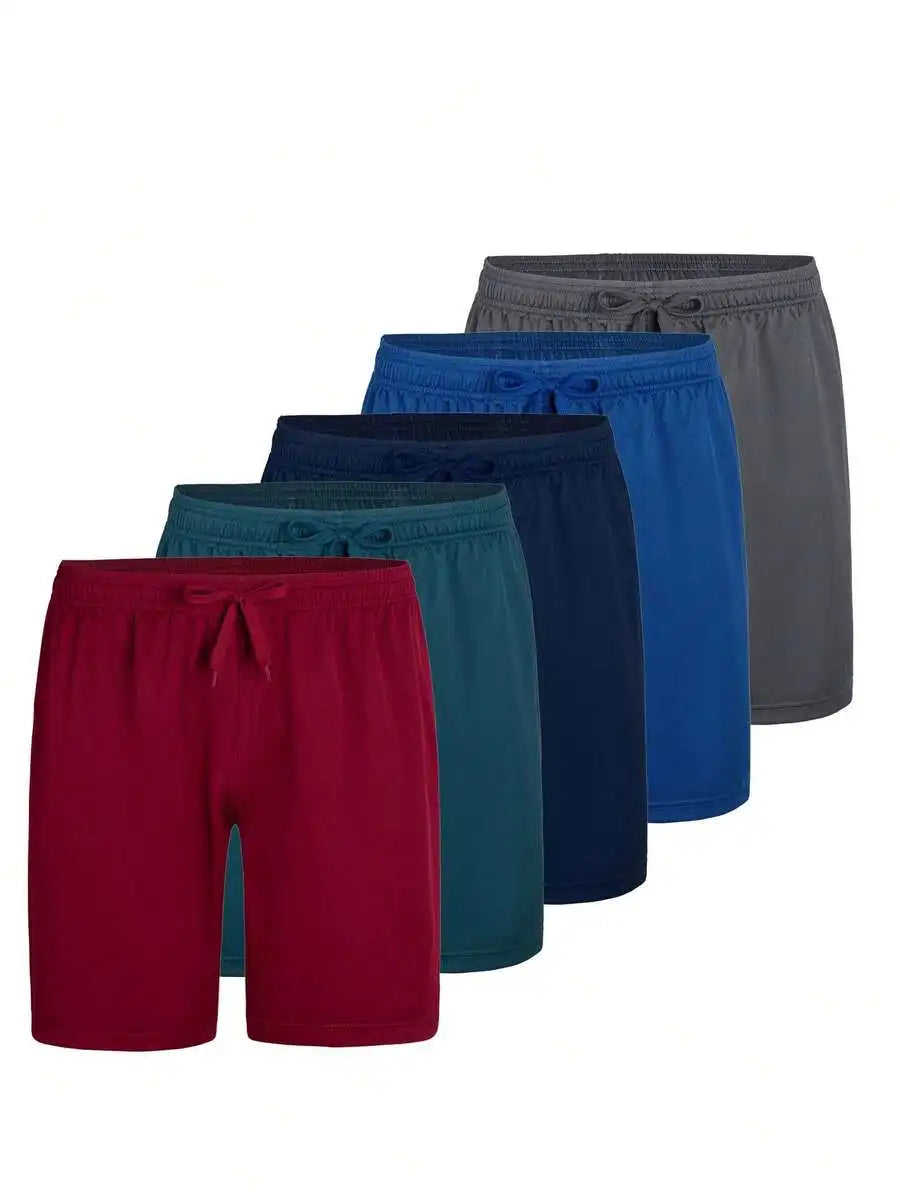 5 Pcs Men's Athletic Performance Shorts Quick Dry Polyester Micro Mesh/With Elastic Waist & 2 Side Pockets