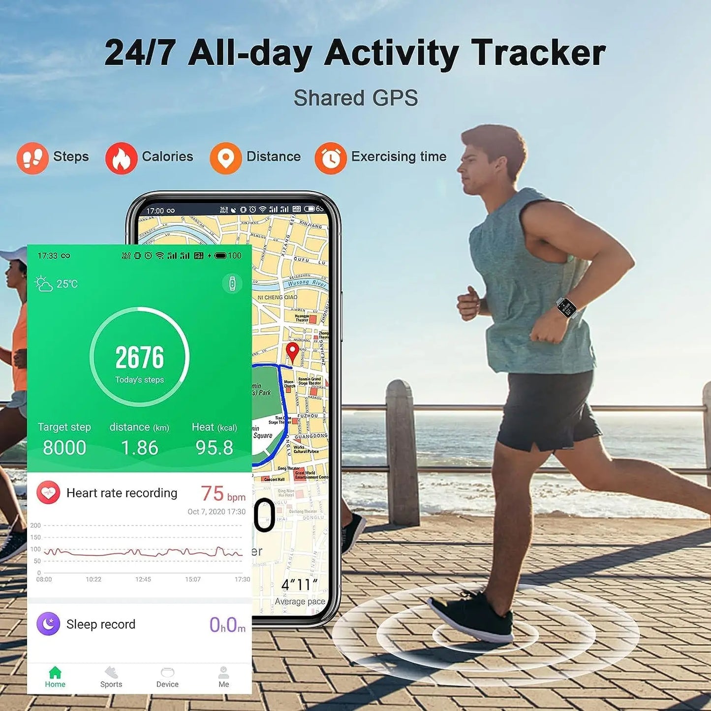 Nerunsa Smart Watch Fitness Tracker 1.69" Touch Screen Smartwatch/Fitness Watch Heart Rate Monitor/Pedometer/Sleep Monitor.