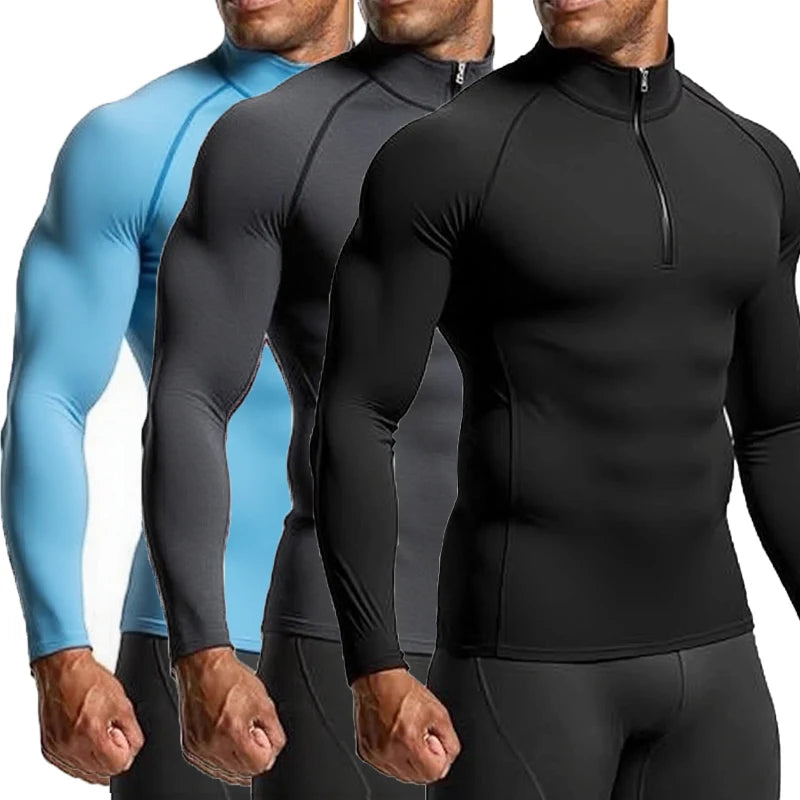 Men Sportswear Fitness Shirts Slim Long sleeve Gym T-shirt Running/Top Tee Tights Training Compression Clothes Sport T Shirt Men