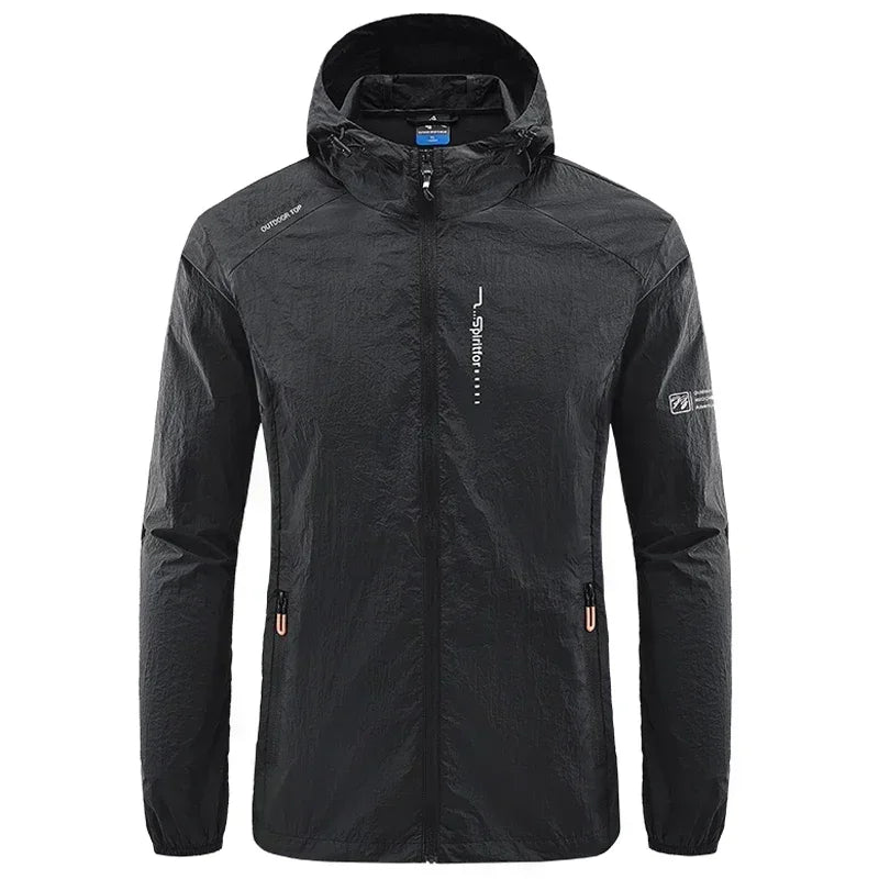 Men's UPF 50+ UV Protection Windbreaker Quick Dry Jacket/Outdoor Sun-Protective Thin Hiking Fishing Cycling Hooded Sport Light