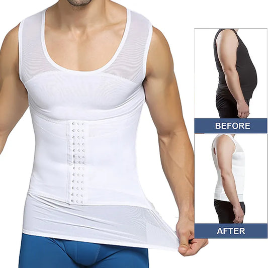Mens Slimming Body Shaper Shirt/Fitness Workout Tank Tops