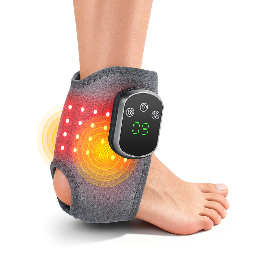 Red Light Cordless Heated Ankle Massager 660nm 40 LED Beads/Vibration Massage Foot Hand Wrap Ankle Brace